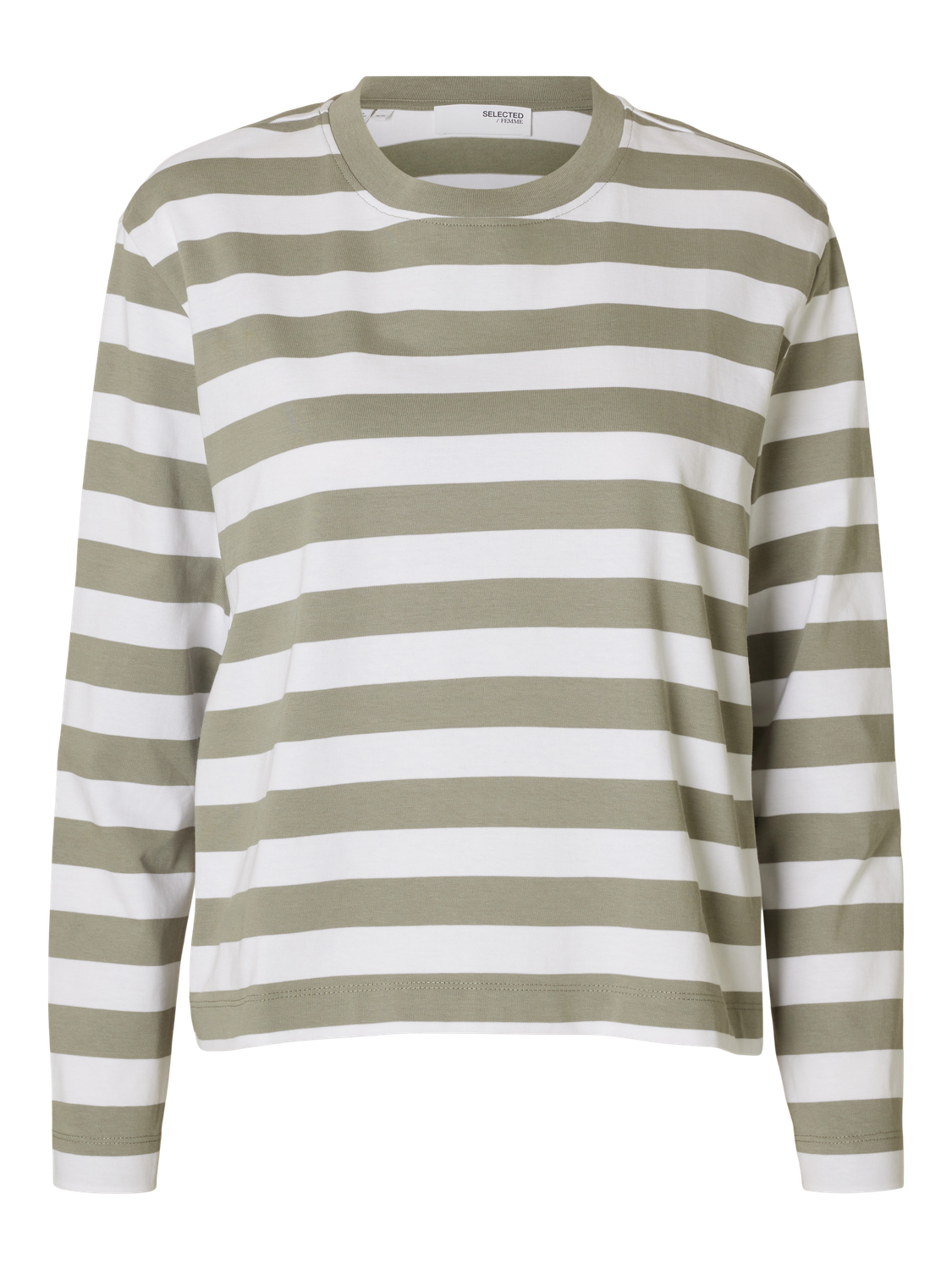 SLFESSENTIAL LS STRIPED BOXY TEE NOOS Vetiver