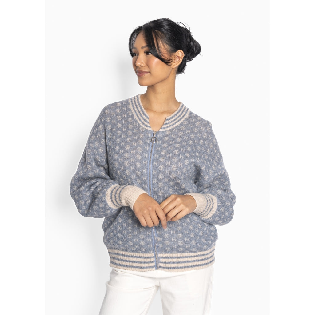 Logo Short Cardigan Blå
