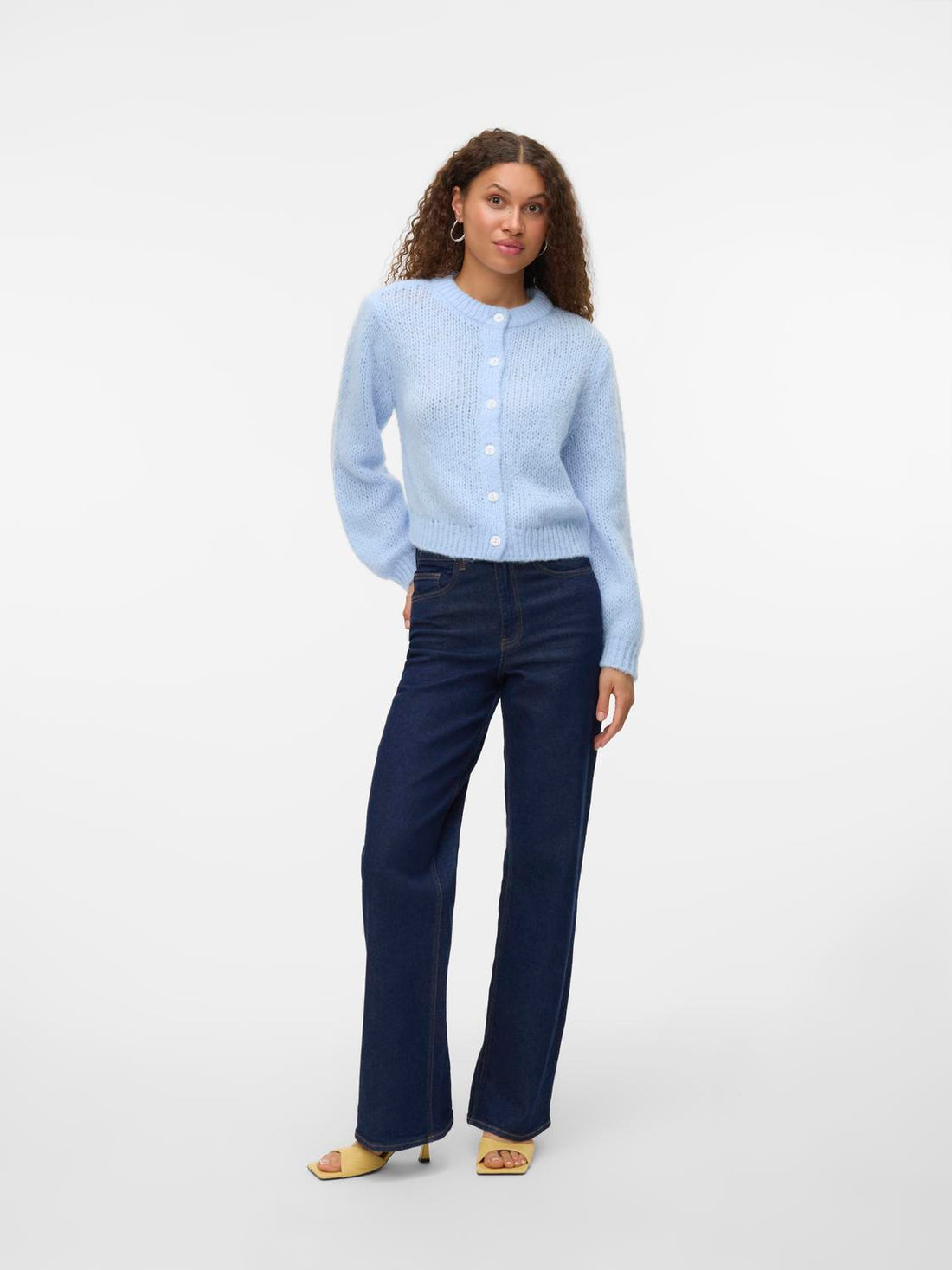 VMWILO LS O-NECK CARDIGAN EXP Mellomblå