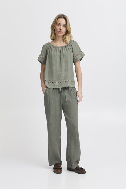 SBFONTANELLE SS BLOUSE Dusty Olive