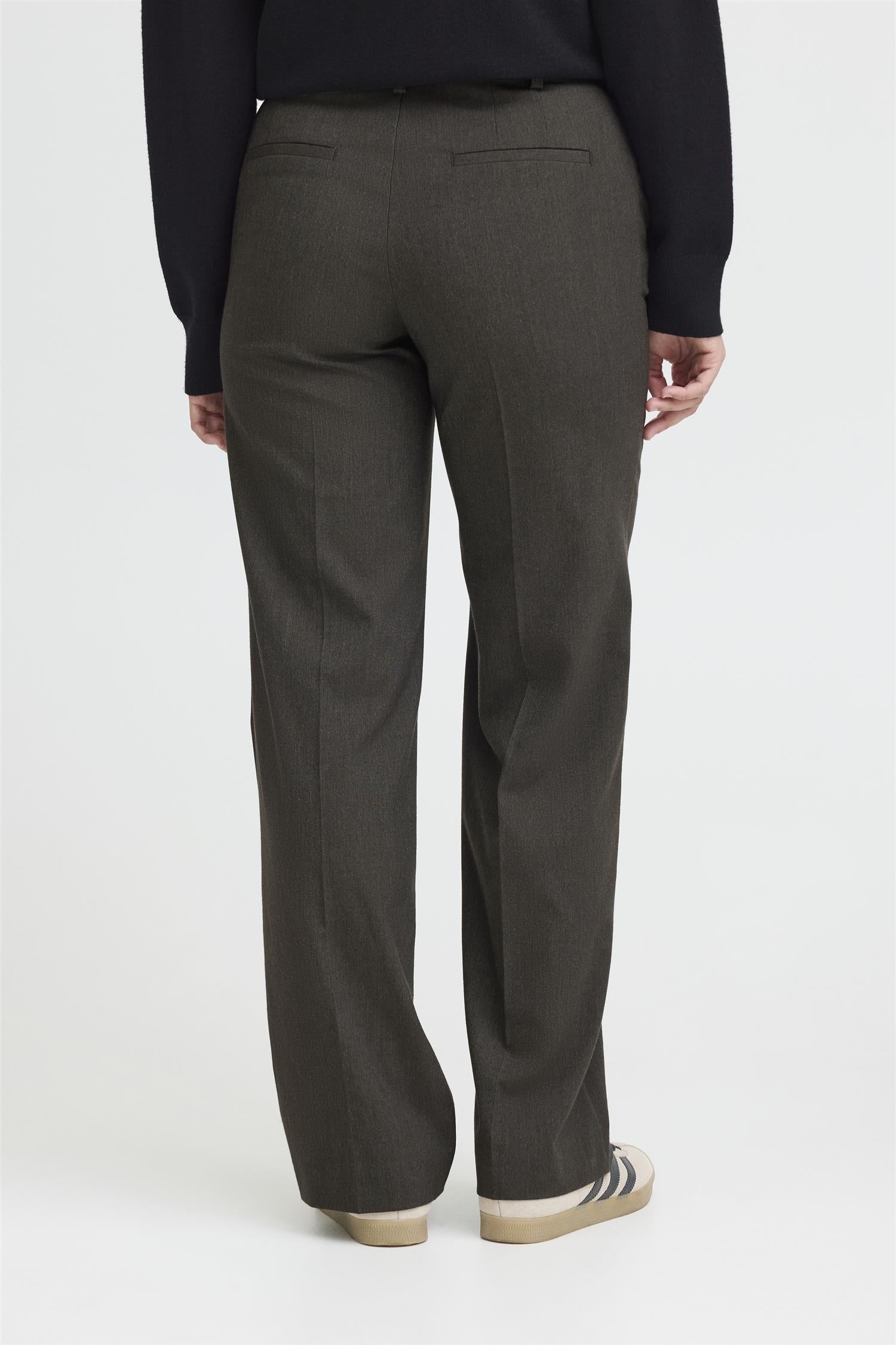 Pzbindy Melange Hw Pant Wide Leg Espresso Melange
