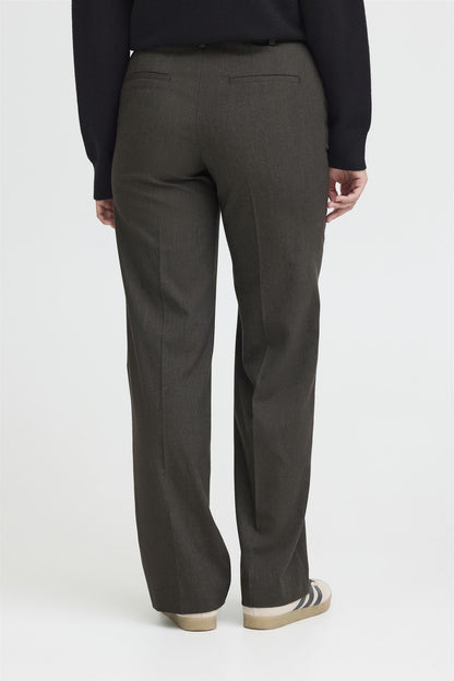 Pzbindy Melange Hw Pant Wide Leg Espresso Melange