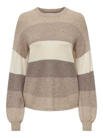 Onlatia L/s Stripe Pullov Knt Noos Lysegrå