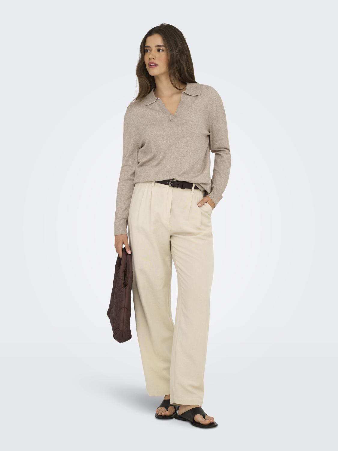 Onlibi Life Ls Polo Pullover Knt Nca Lysebrun