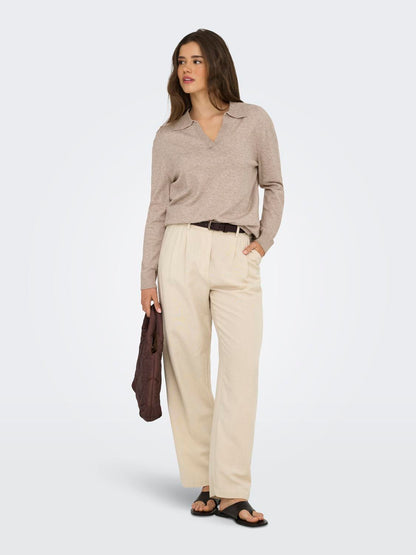 Onlibi Life Ls Polo Pullover Knt Nca Lysebrun