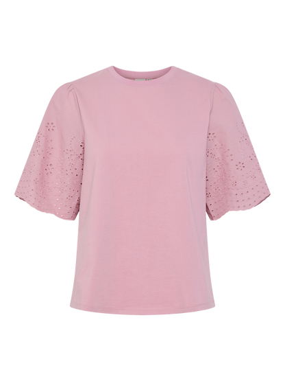 YASLEX SS TOP W. EMB SLEEVES S. NOOS Lyselilla