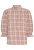 Pzevie Blouse Soft Pink Brown Check