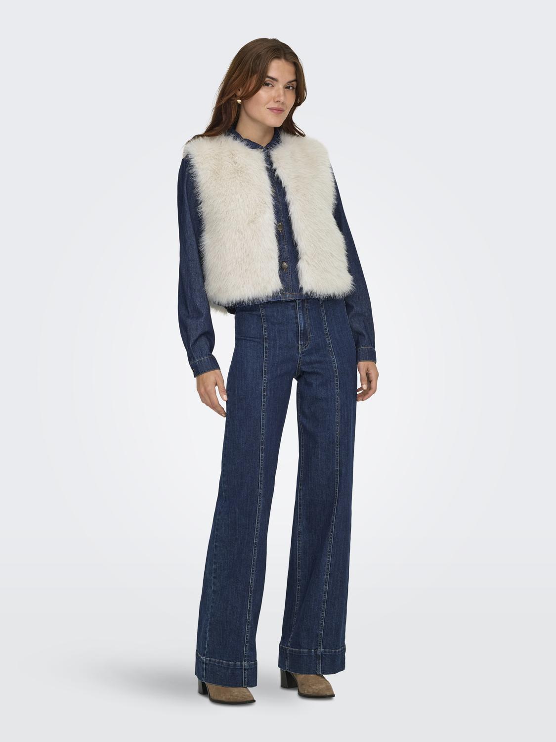 Jdyora Faux Fur Waistcoat Otw Sie Off-White