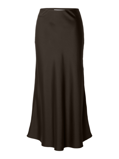 Slflena Hw Midi Skirt Noos Mørkebrun