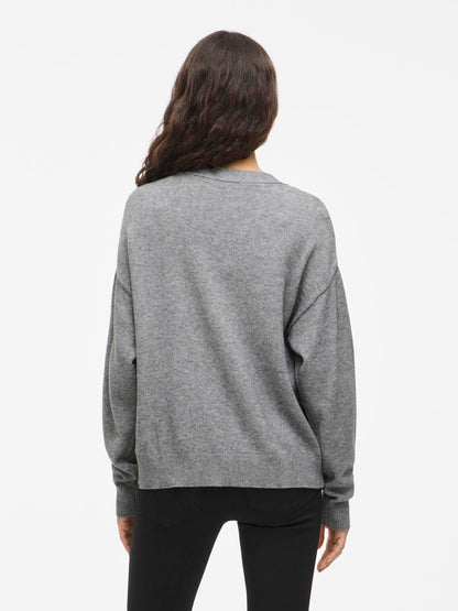 Viril V-Neck Knit Cardigan - Noos Mellomgrå
