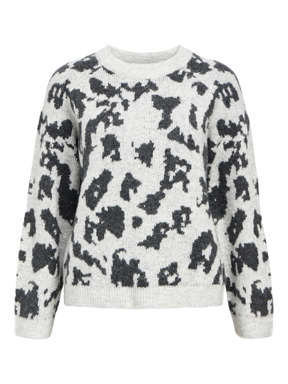 Objdiana Ls Re O-Neck Knit Noos Lysegrå