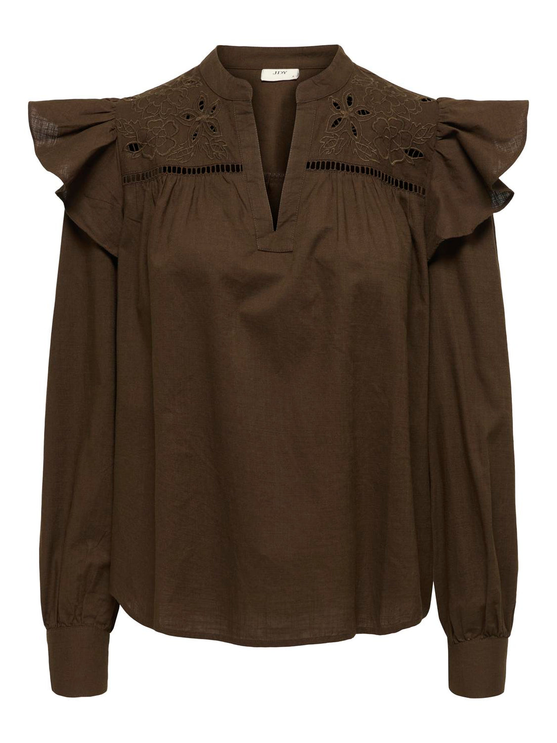 Jdyalba L/s V-Neck Emb Top Wvn Exp Mellombrun
