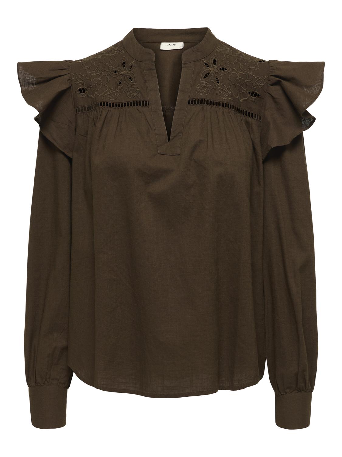 Jdyalba L/s V-Neck Emb Top Wvn Exp Mellombrun