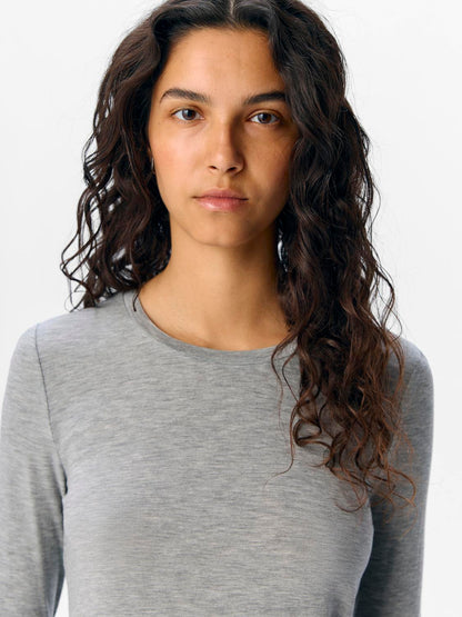 Objzofia Sli L/s O-Neck Top Noos Mellomgrå