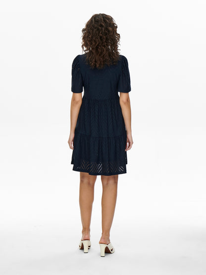 JDYCARLA CATHINKA S/S DRESS JRS NOOS Mørkeblå
