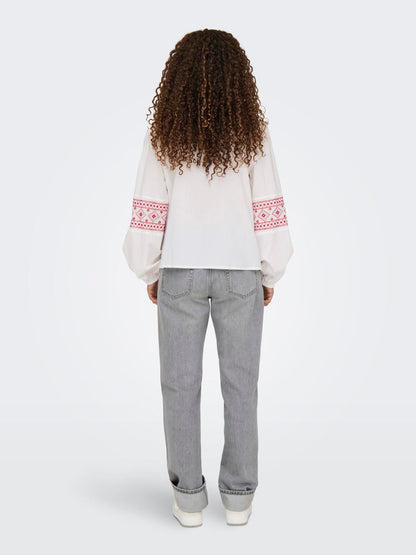 JDYLULU L/S EMBROIDERY SHIRT WVN Cloud Dancer