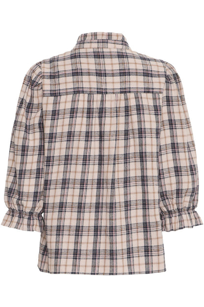 Pzevie Blouse Beige Navy Check