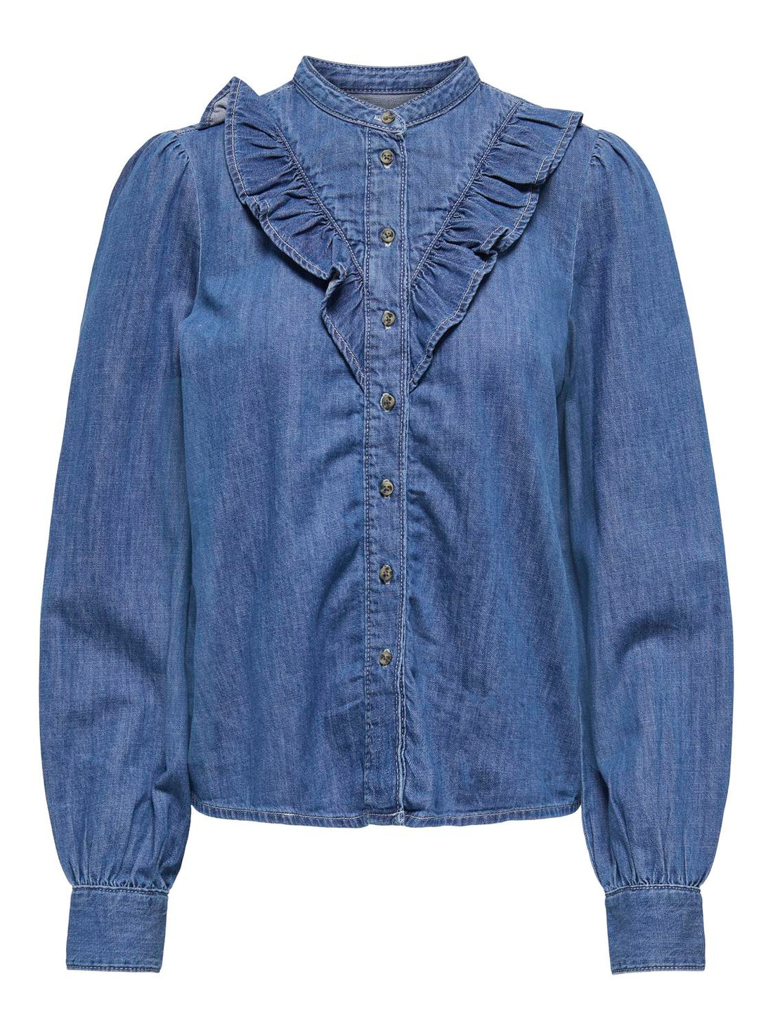 Onldasha-Sevigny L/s Frill Shirt Dnm Akm Mellomblå