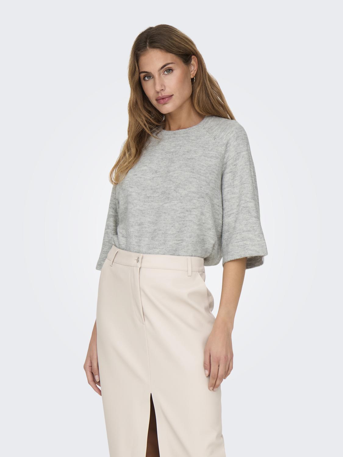 ONLSIMONI 3/4 PULLOVER KNT NOOS Lysegrå