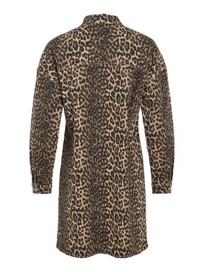 VICHIA L/S LEOPARD SHIRT DRESS Leopard