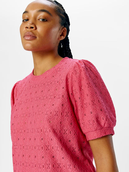 OBJLAILA S/S RE TOP NOOS Mørkerosa