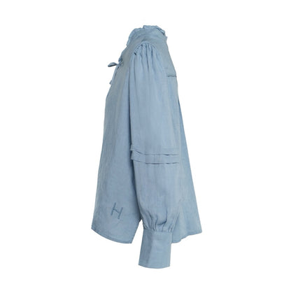 SARI Linen Blouse Blå