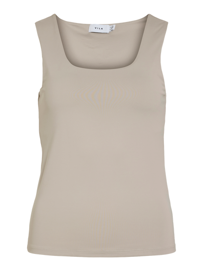 VIKENZA U-NECK S/L TANK TOP - NOOS Lysegrå