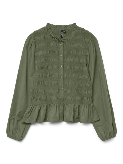 VMEMERY LS O-NECK SMOCK TOP WVN EXP SB3 Mørkegrønn