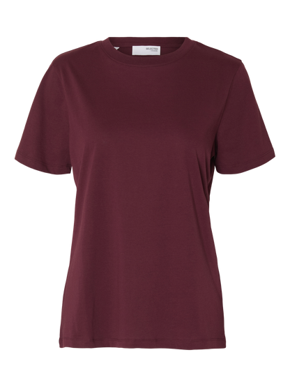 Slfmyessential Ss O-Neck Tee Noos Mørkelilla