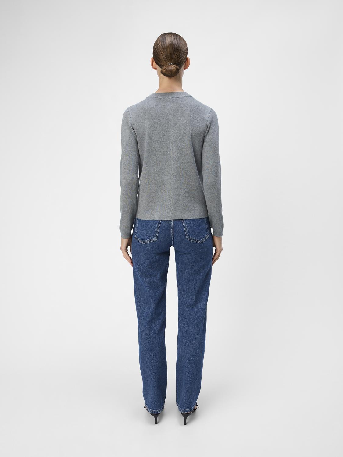 OBJESTER SLI L/S KNIT CARDIGAN NOOS Grå
