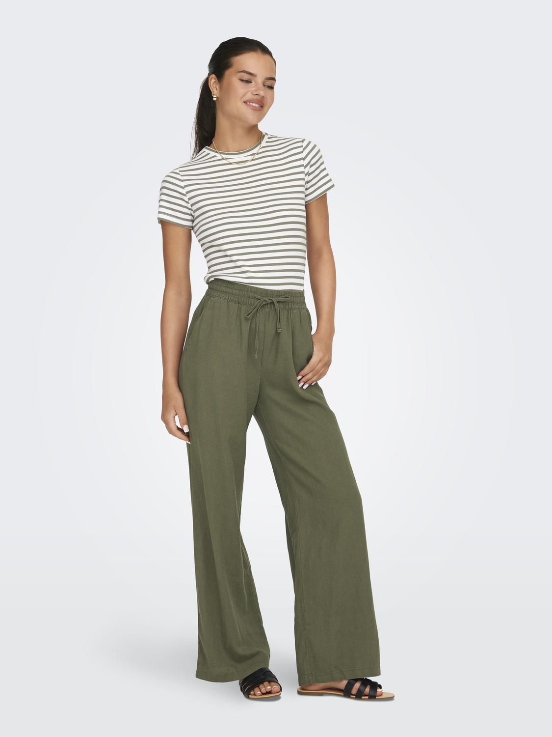 JDYSAY HW LINEN WIDE PANT WVN NOOS Mellomgrønn