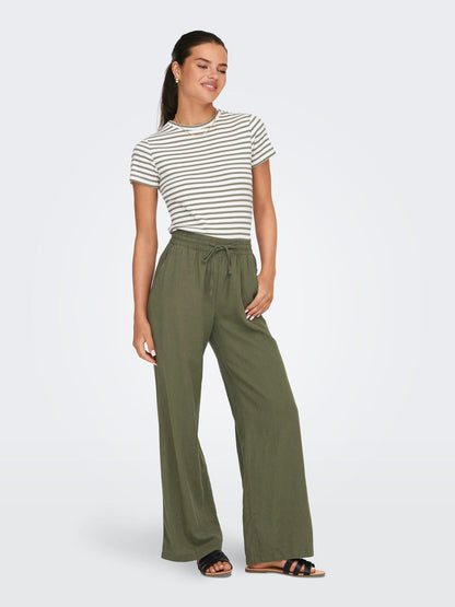 JDYSAY HW LINEN WIDE PANT WVN NOOS Mellomgrønn