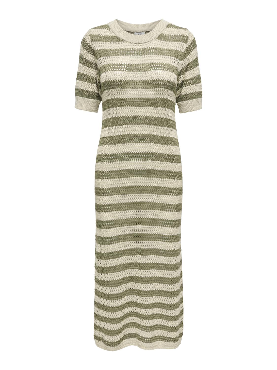 JDYTIKKA IVY 2/4 O-NECK STRIPE DRESS KNT Grønn