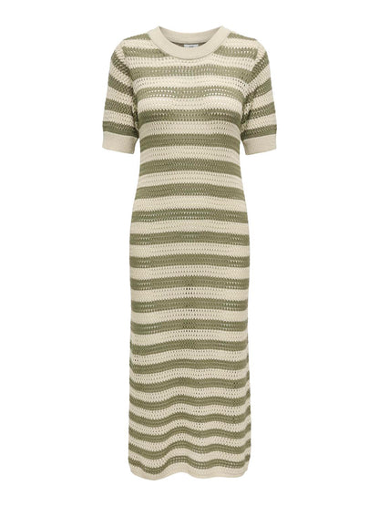 JDYTIKKA IVY 2/4 O-NECK STRIPE DRESS KNT Grønn