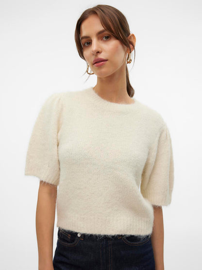 VMNOVAH SS O-NECK PUFF PULLOVER GA NOOS Lysegrå