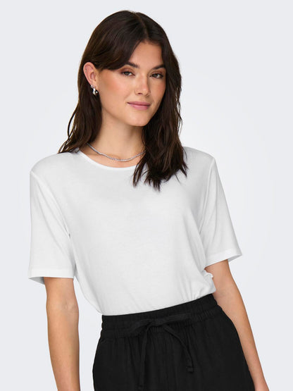 JDYMILA S/S O-NECK TOP JRS Hvit
