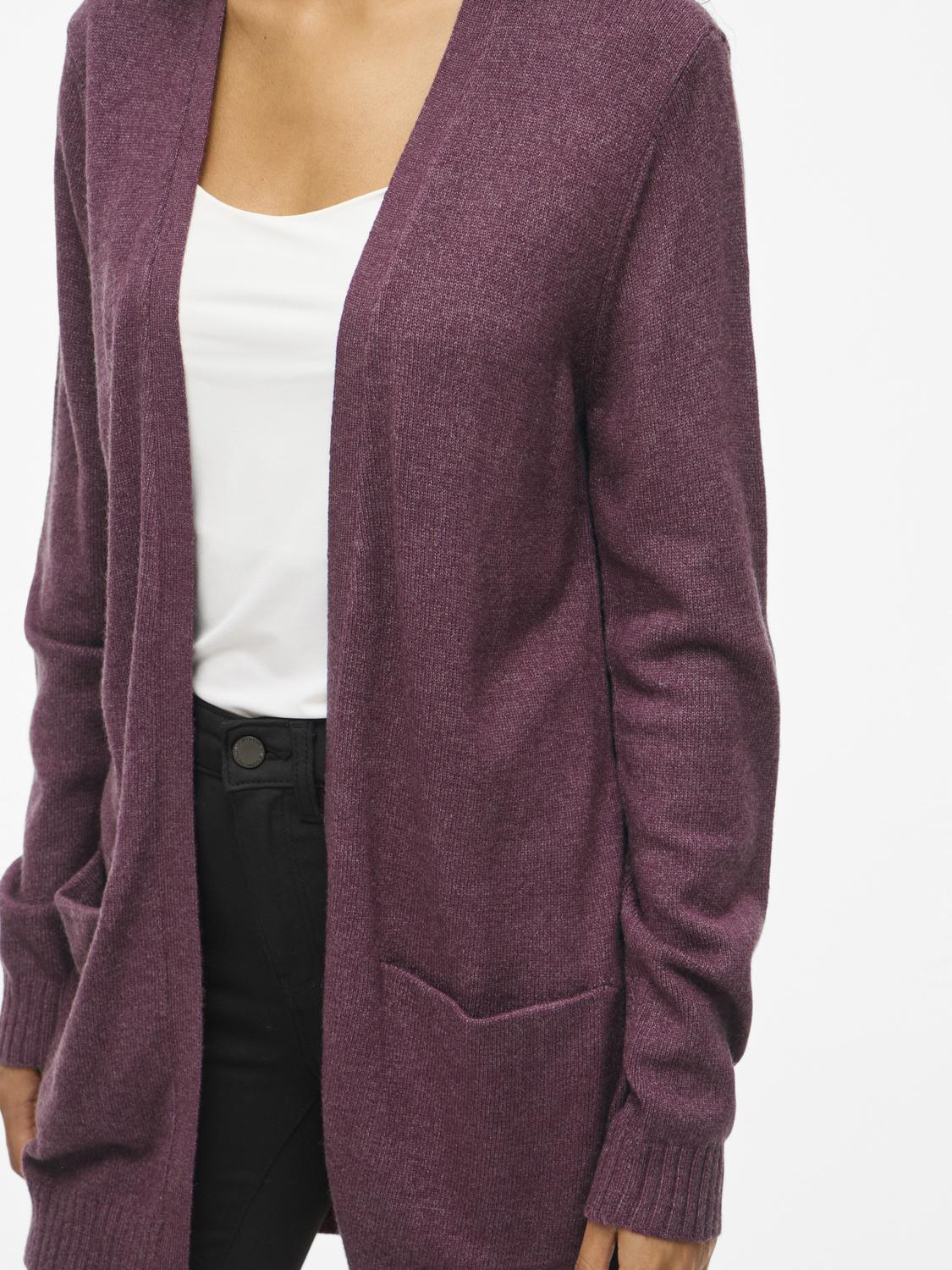 Viril Open L/s Knit Cardigan - Noos Mørkelilla
