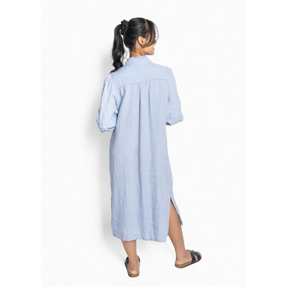 SARI Linen Dress Blå