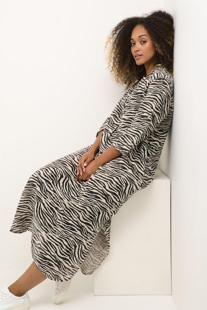 CRBellis Caftan Dress Monochrome Animal