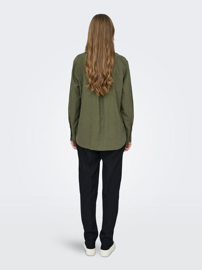 JDYSAY L/S LINEN LOOSE SHIRT WVN NOOS Mellomgrønn