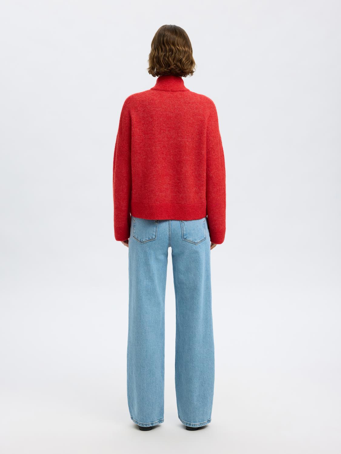 SLFSIA RAS LS KNIT ZIPPER CARDIGAN NOOS Mørkerød