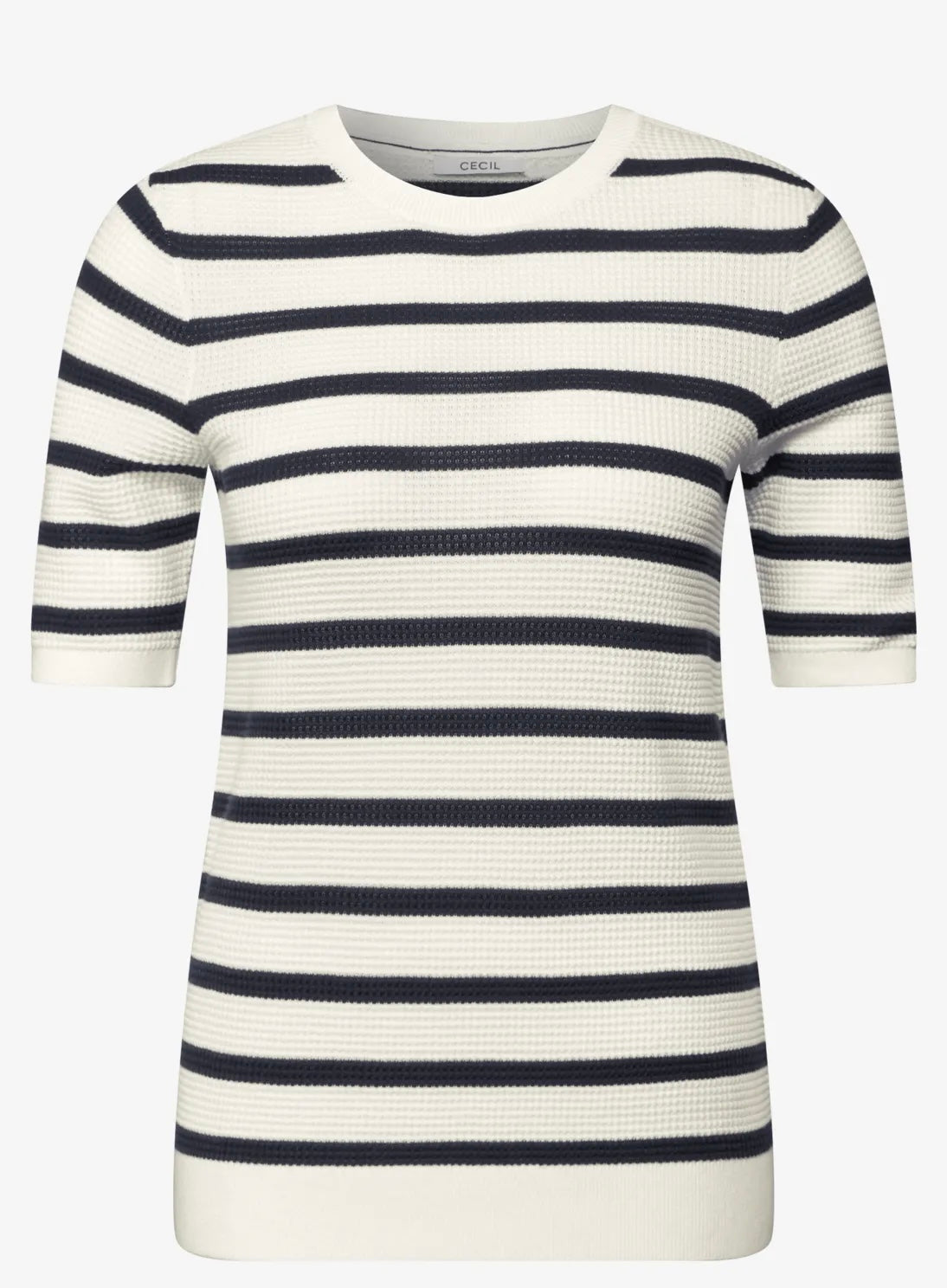 TOS Structure stripe roundneck Indigo Blue/White Bold Stripe