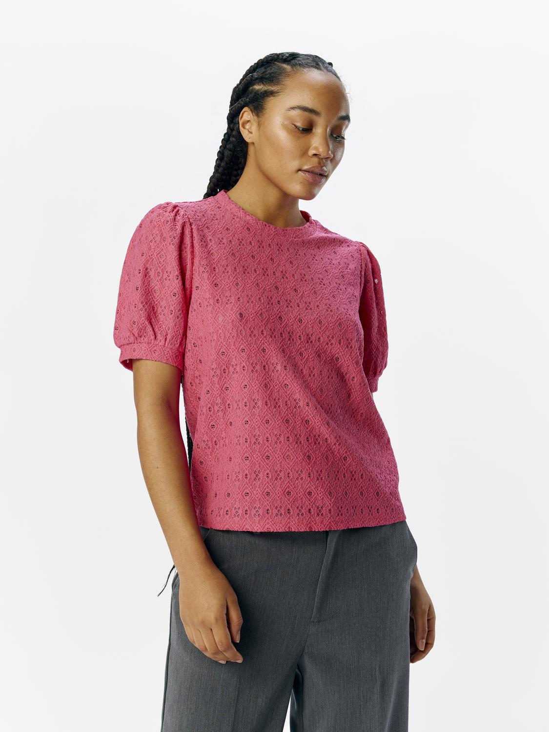 OBJLAILA S/S RE TOP NOOS Mørkerosa