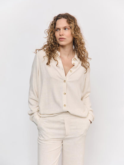OBJSANNE L/S SHIRT NOOS lin Lysegrå