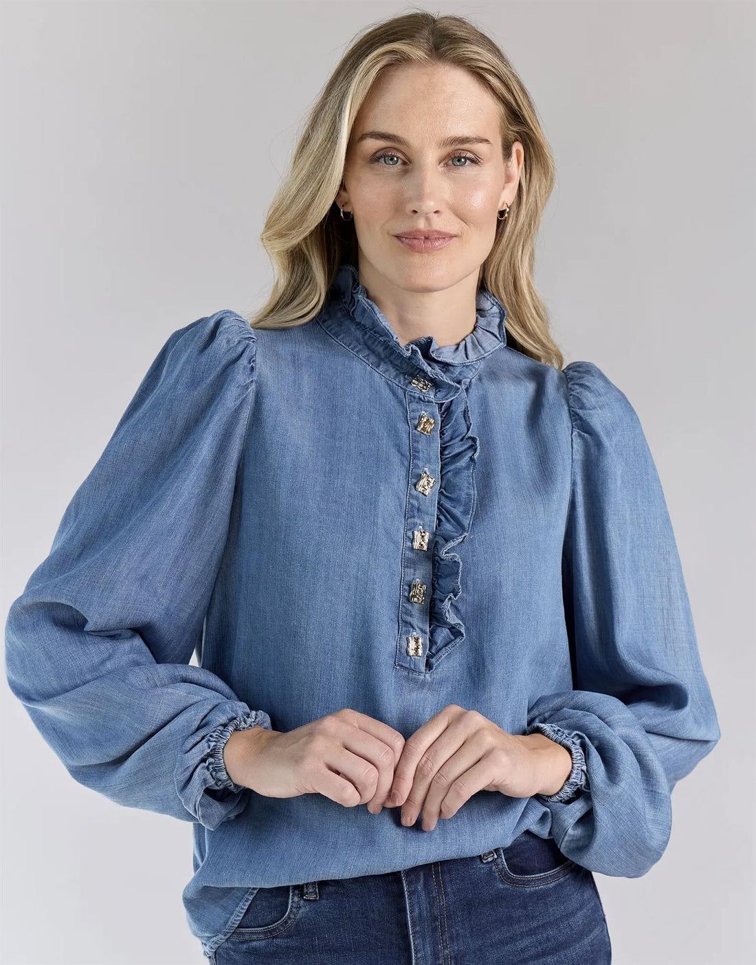 VANDA TENCEL GOLD BUTTONS Blå