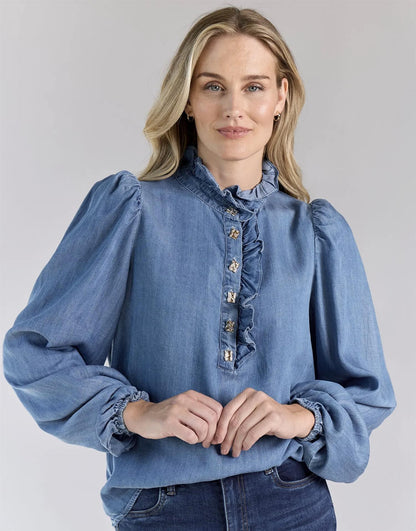 VANDA TENCEL GOLD BUTTONS Blå