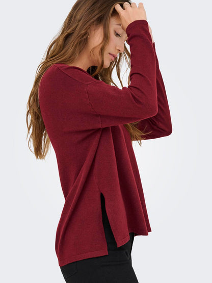 Onlamalio Life Ls V-Neck Knt Mørkelilla