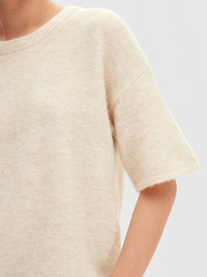 SLFMALINE-LILIANA 2/4 KNIT O-NECK NOOS Lysegrå