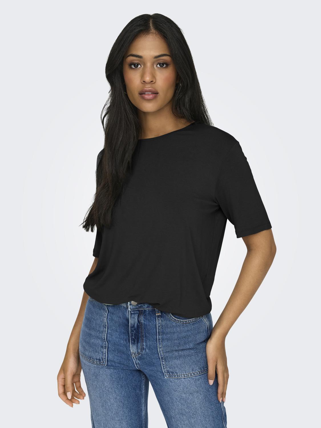 JDYMILA S/S O-NECK TOP JRS Sort
