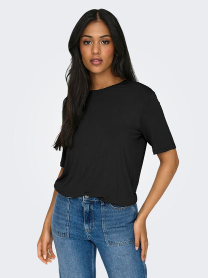 JDYMILA S/S O-NECK TOP JRS Sort